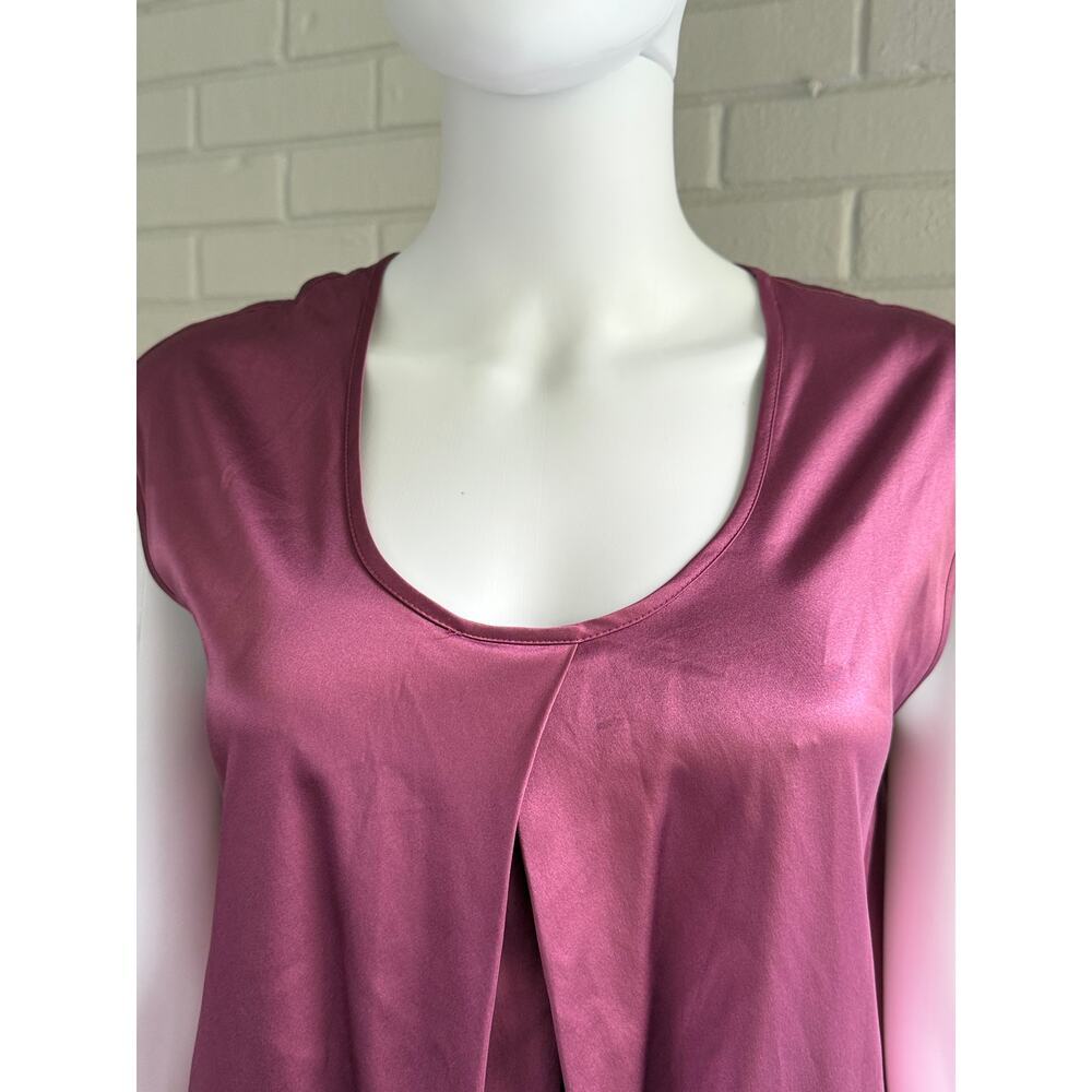 Ann Taylor 94% Silk Berry Shift Dress Small Minimalist Cap Sleeve - Picture 13 of 15